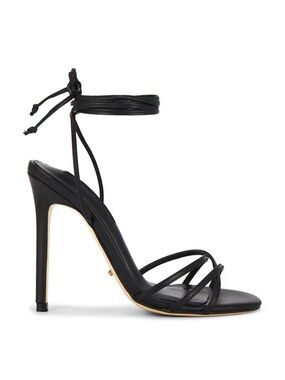 BLACK SUEDE STUDIO Black Leather Strappy Lace-Up Sandals